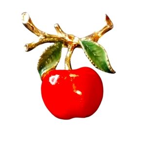 Vintage Red Cherry brooch